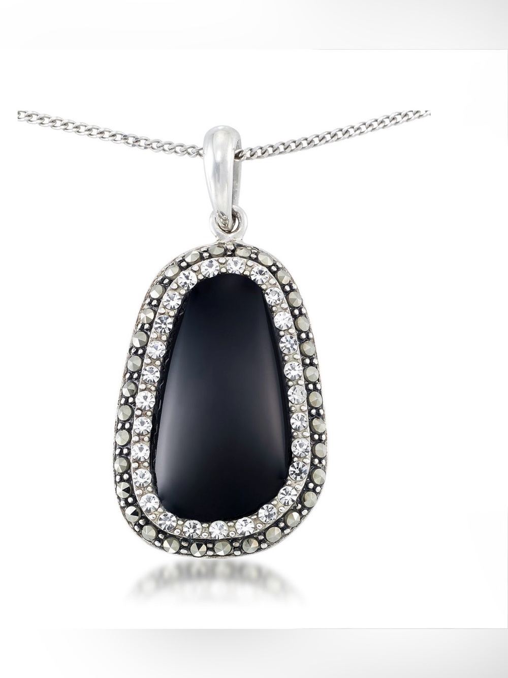 Marcasite Black Onyx Pendant and Necklace